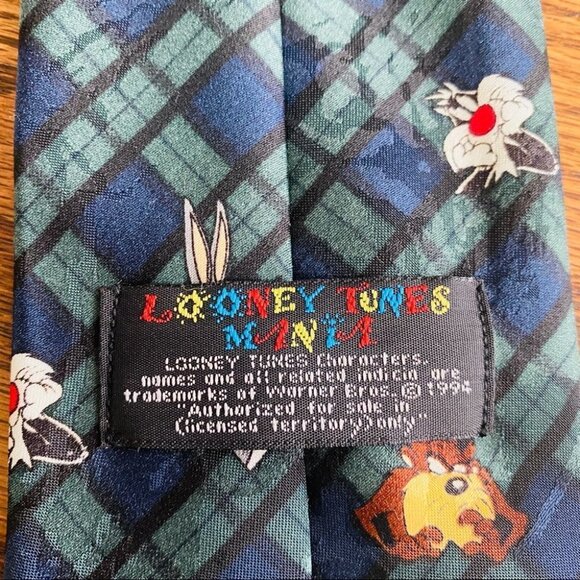 Vintage Looney Tunes Mania Necktie Bugs Bunny Tweety Silvester Taz Duffy - Picture 7 of 12